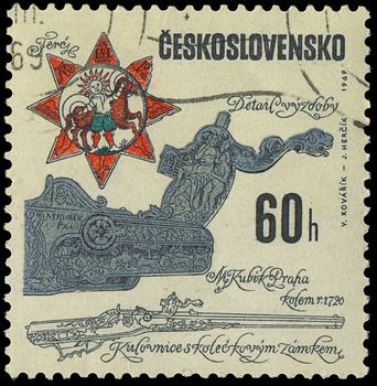 CZECHOSLOVAKIA - CIRCA 1969: A stamp printed in Czechoslovakia shows ancient gun, circa 1969