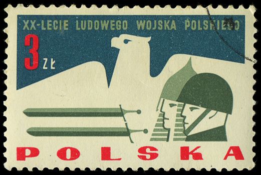 POLAND - CIRCA 1965: A stamp printed in Poland shows the army of polish, circa 1965