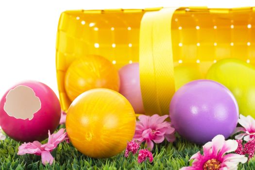 Easter eggs in a basket