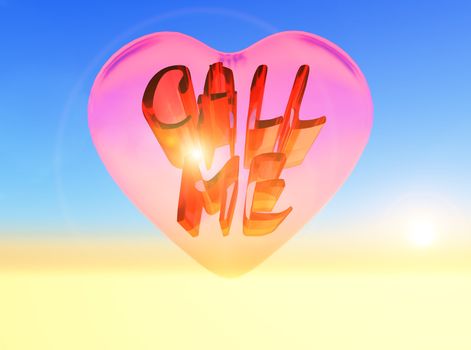 the word " call me " inside a pink heart