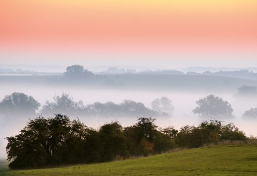 misty landscape at dawn