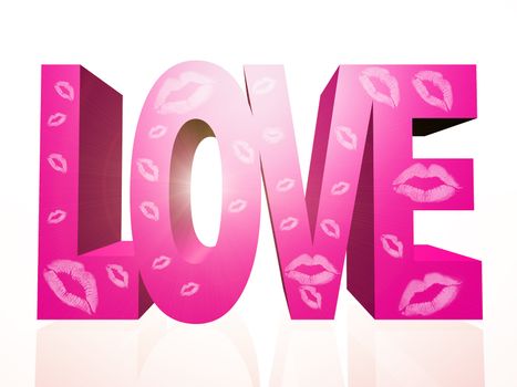 the word "love" made in 3 D letters
