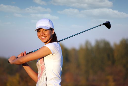 beautiful girl golf player portrait