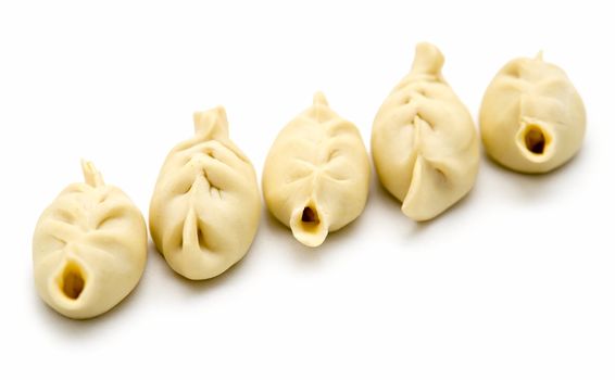 East meat dumplings on a white background