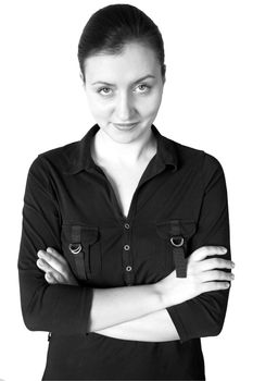 beautiful woman has fold one's arms