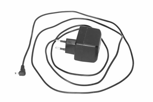 Mobile phone charger on a white background