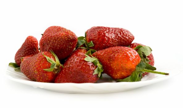 Fresh red strawberries on a white background