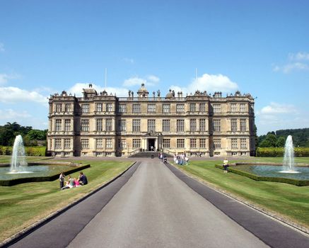 A Stately Home in Wiltshire, UK, looking up the driveway.