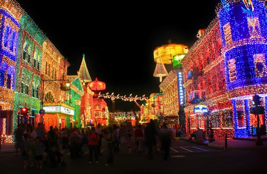 Lights at Christmas down a street