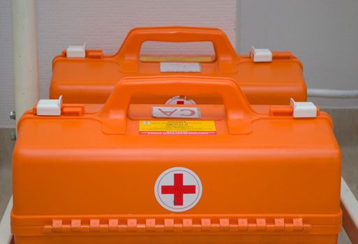 set paramedics.medical equipment in hospital.