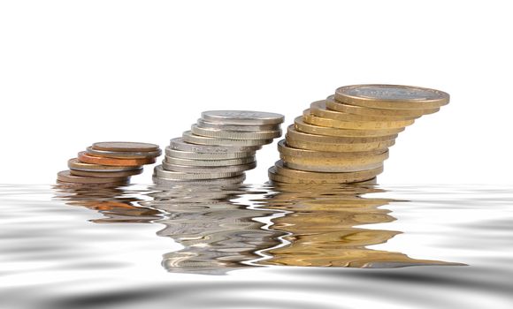 Financial problems,graph from coins of the economic convulsions