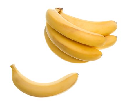 close up of a bunch of bananas.Object on a white background