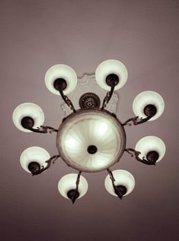 Bronze chandelier with 8 lights (view from below)