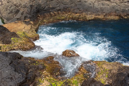 sea rock is breaking powerful wave