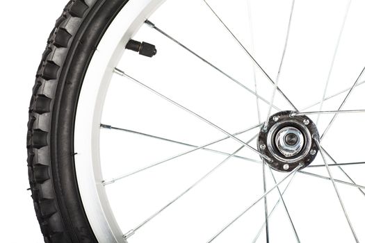 Front view of bike wheel isolated over white background