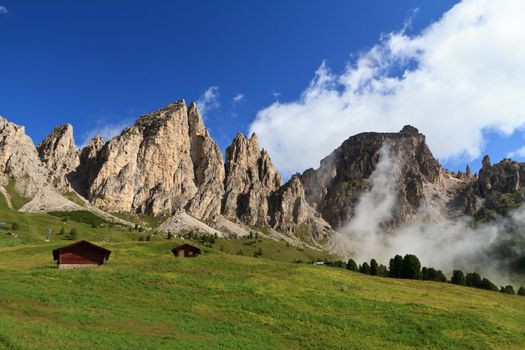 summer landscape of Cir group Dolomites, high Badia valley