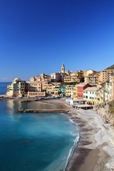 overview of Bogliasco, small village in Mediterranean sea, Italy