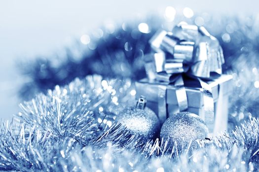 blue christmas card macro close up