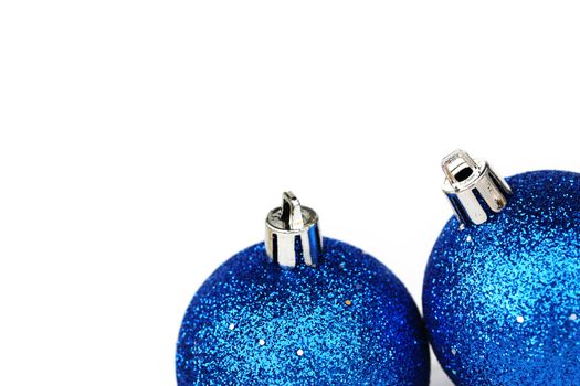 blue christmas balls isolated on white