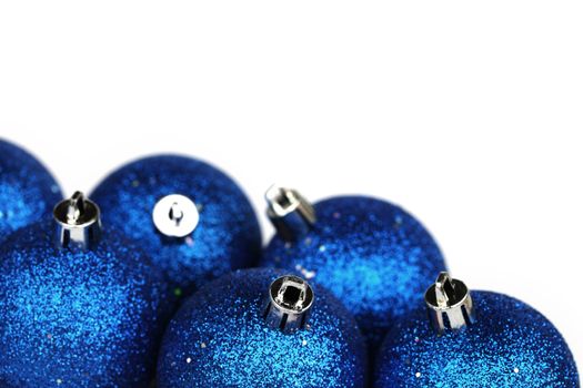 blue christmas balls isolated on white