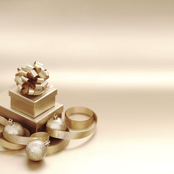 golden christmas background gifts ball