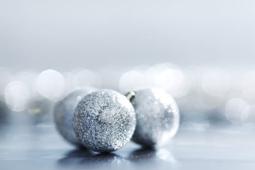 silver christmas ball macro close up