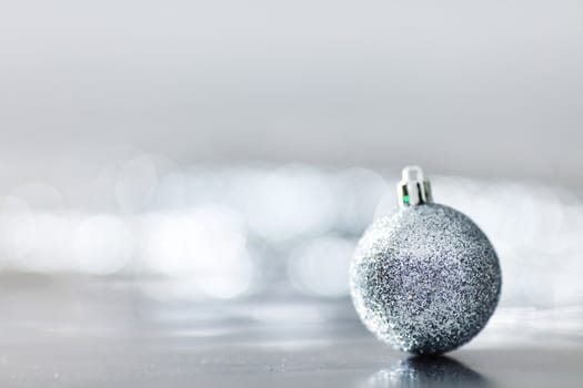 silver christmas ball macro close up
