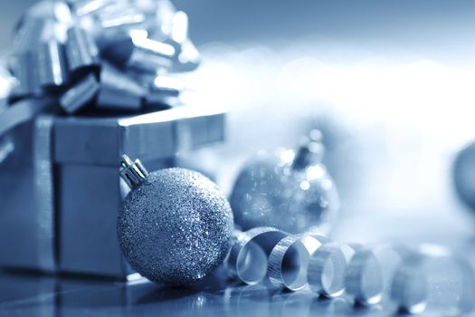 silver christmas card  macro close up
