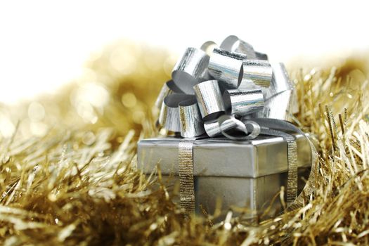 silver christmas card close up