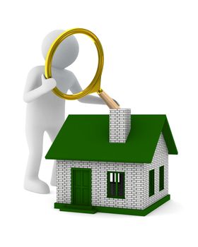 Search new house. Isolated 3D image on white