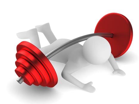 weight-lifter pressed down barbell. Isolated 3D image