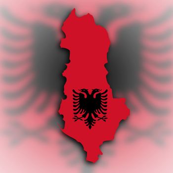 Country shape outlined and filled with the flag, Albania