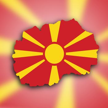 Country shape outlined and filled with the flag, Macedonia