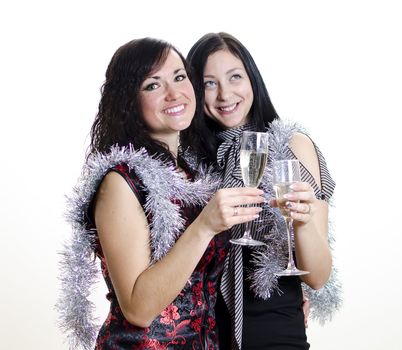 Christmas: two girls congratulates 