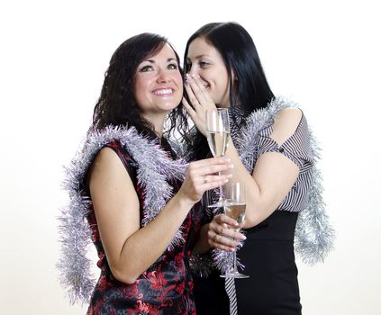 two girls gossiping at the party