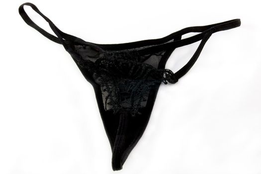 Black womens underwear on white background