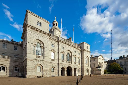 The Household Cavalry Museum. London, England. The Household Cavalry was formed in 1661 under King Charles II and is still an active Cavalry Division. Cityscape shot with tilt-shift lens maintaining verticals