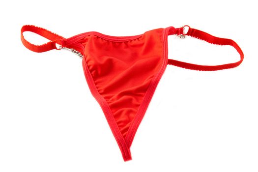 Red womens underwear on white background