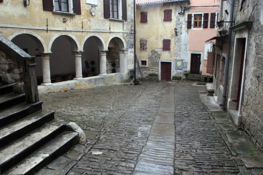 Street in small town Groznjan in Istra, Croatia