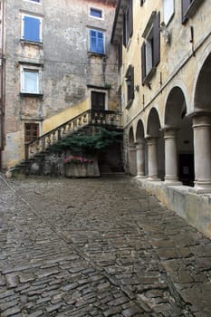 Street in small town Groznjan in Istra, Croatia