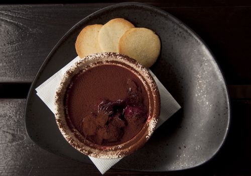 Chocolate dessert and shortbreads