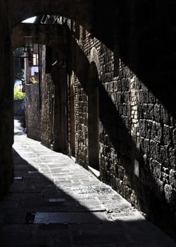 Narrow street in San Gimignano, Italy