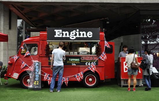 Citroen H Van converted into a takeaway restaurant in London, UK