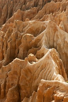 Sandstone cliffs detail in Gale beach, Comporta , Portugal