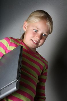 young child - girl- with computer keyboard