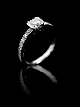 A close up shot of an engagement ring