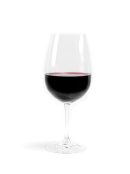 Red wine isolated against a white background