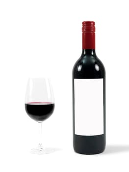 Red wine isolated against a white background