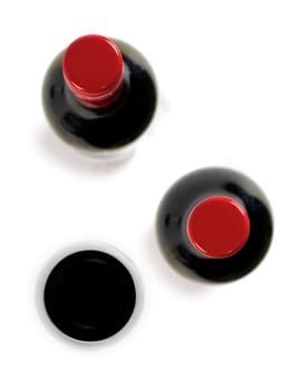 Red wine isolated against a white background