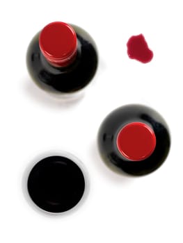 Red wine isolated against a white background